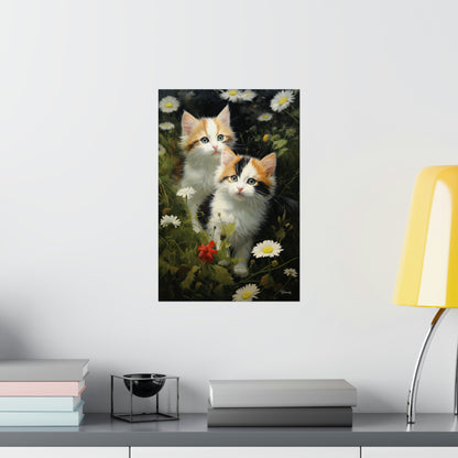 Kittens in the Garden Premium Matte Vertical Posters