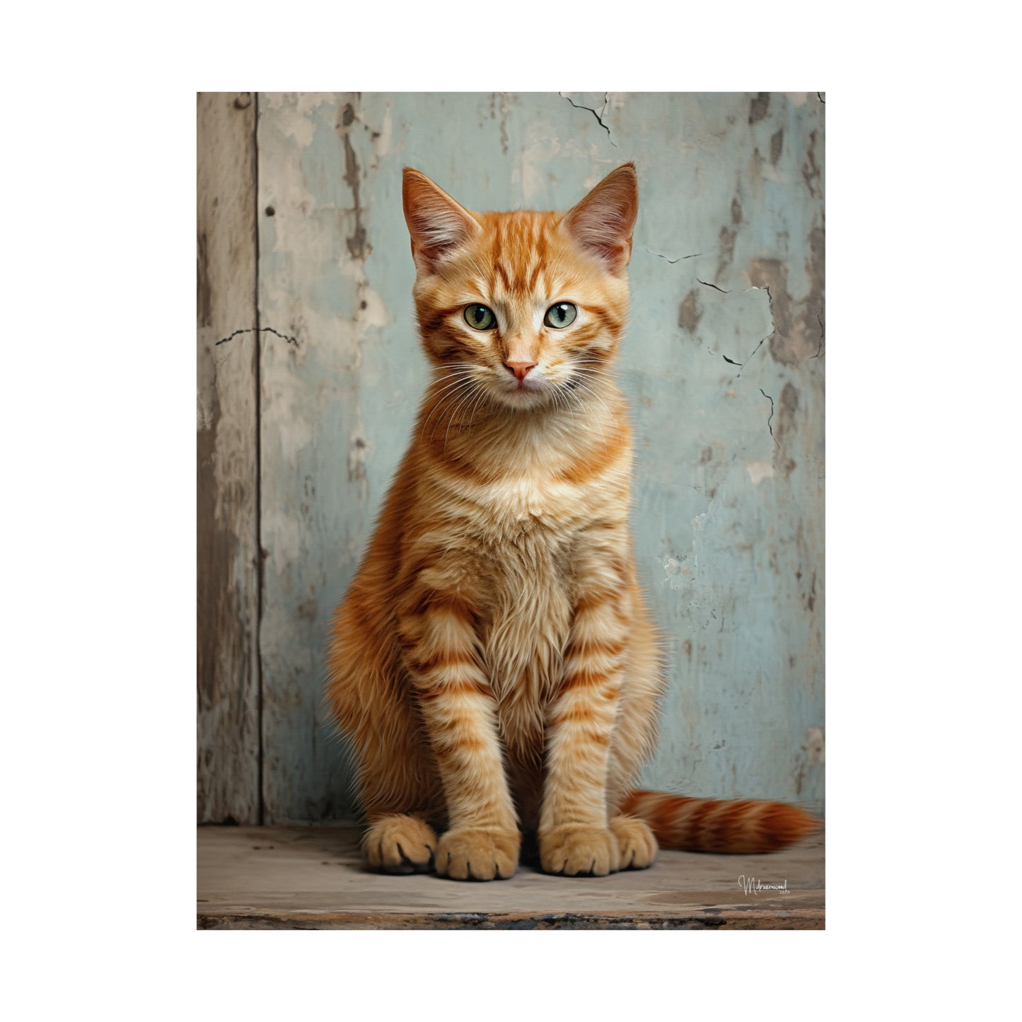 Orange Tabby Kitten Grunge Premium Matte Vertical Posters