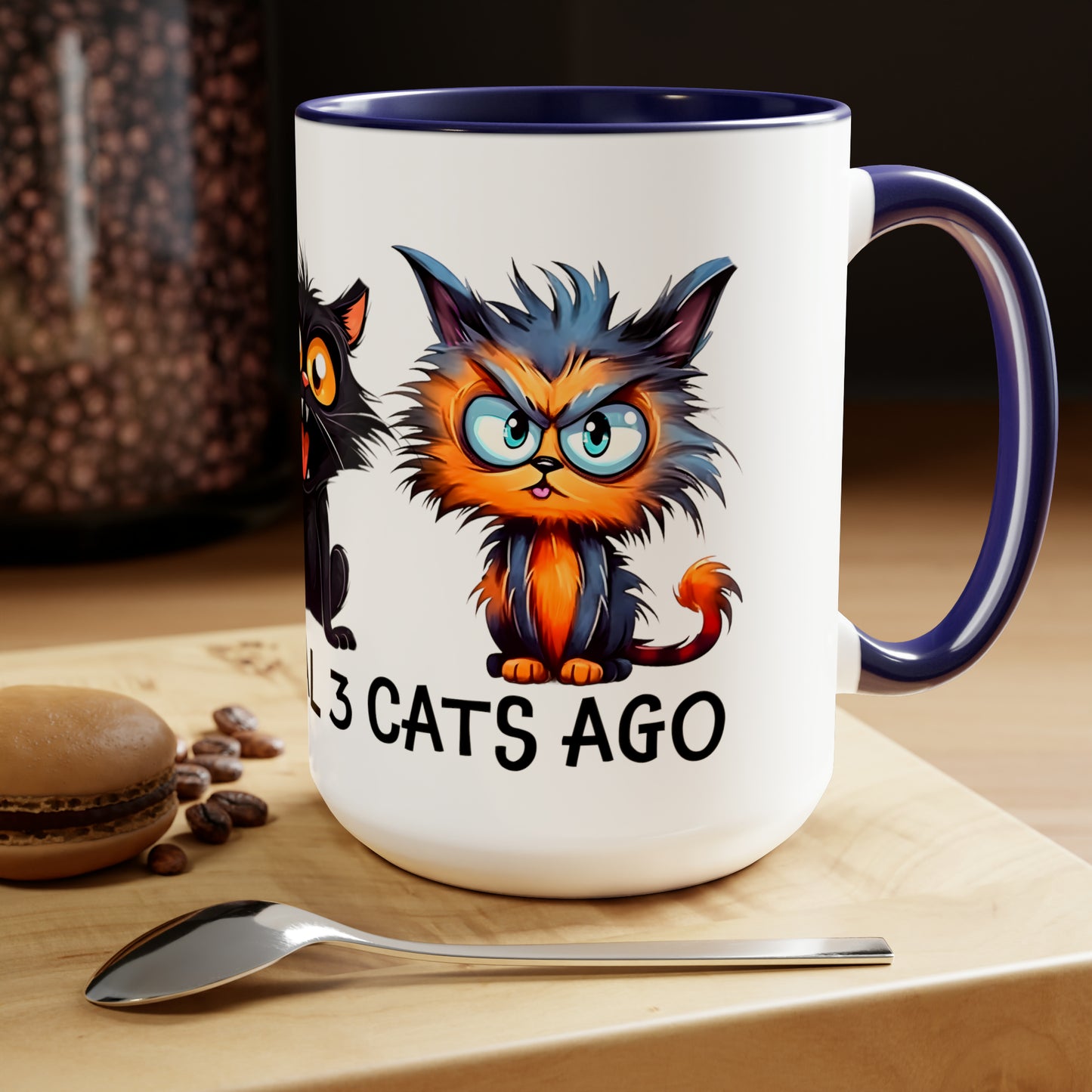 I Was Normal Three Cats Ago Two-Tone Coffee Mugs, 15oz