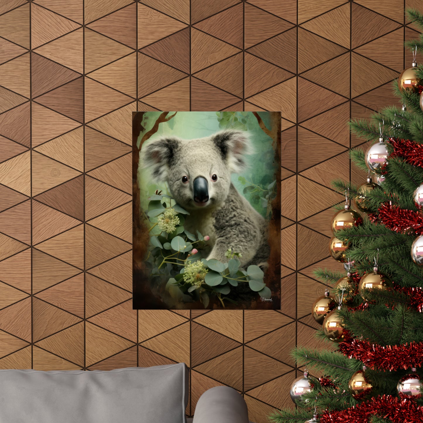 Koala Bear Floral Premium Matte Vertical Posters