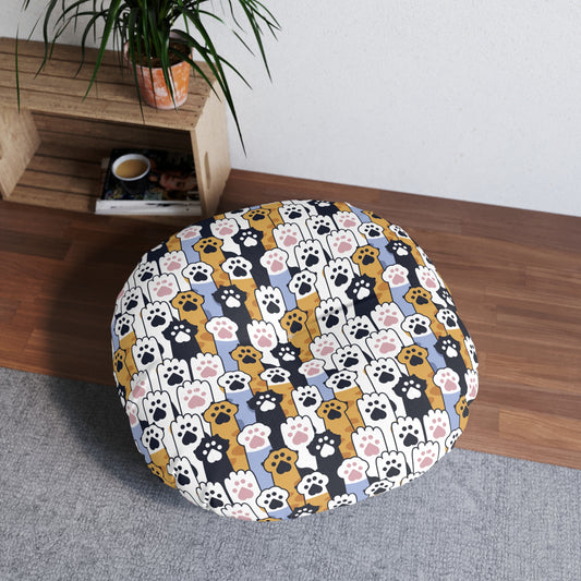 Sassy Pet's Cat Paw Tufted Floor Pillow, Round