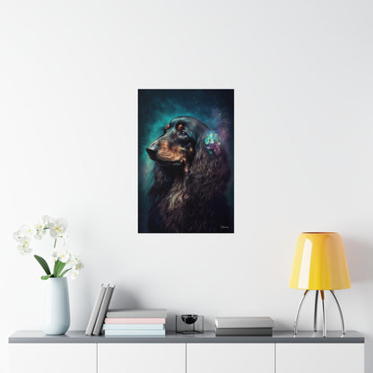 Long Haired Dachshund Dog Premium Matte Vertical Posters