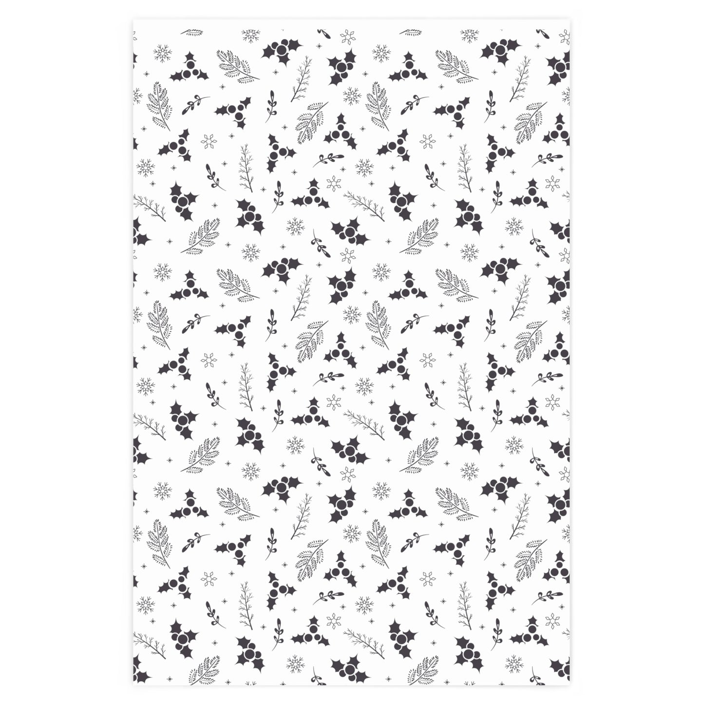 Black & White Holly Wrapping Paper