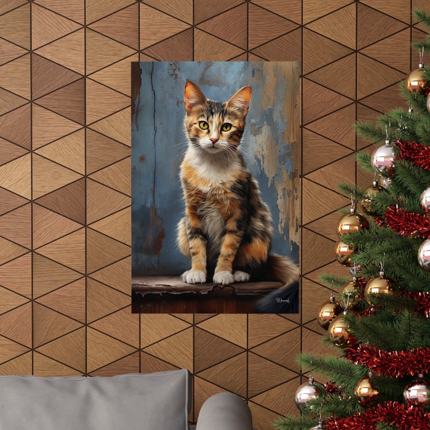 Calico Cat Grunge Premium Matte Vertical Posters