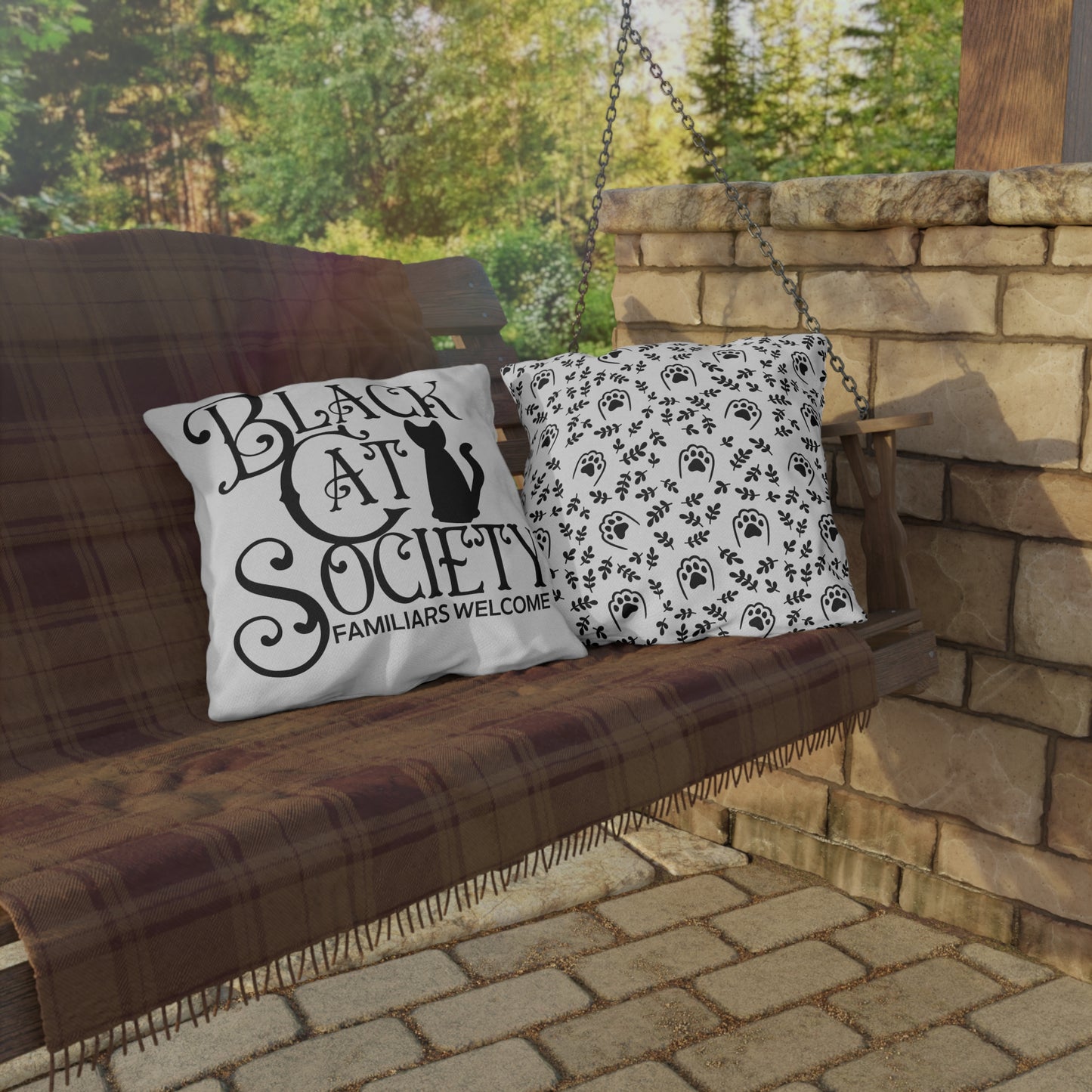 Black Cat Society Outdoor Pillows