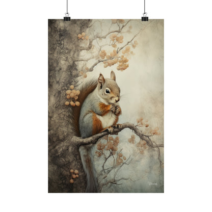 Squirrel in the Forest Premium Matte Vertical Posters