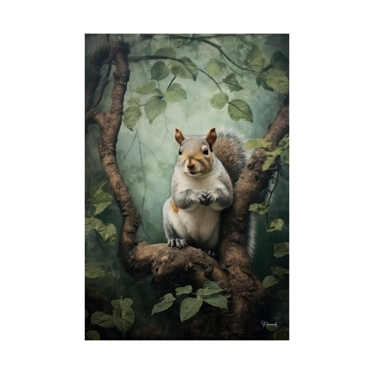 Squirrel in the Forest Premium Matte Vertical Posters