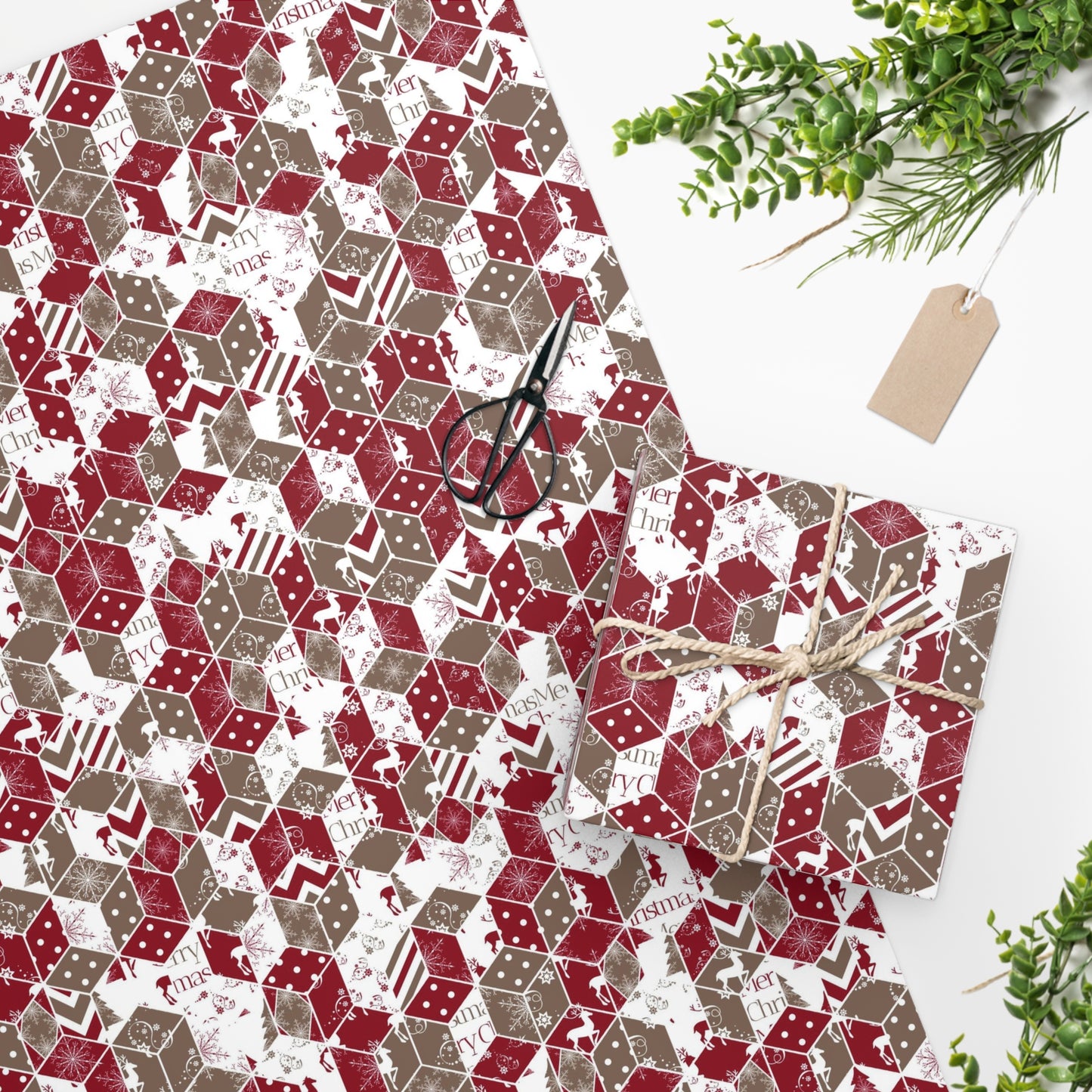 Jolly Christmas Cube Print Wrapping Paper