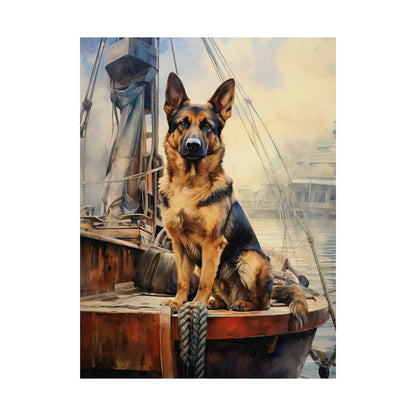 German Shepard on Dock Premium Matte Vertical Posters