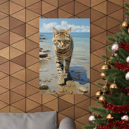 Tabby Cat on the Beach Premium Matte Vertical Posters