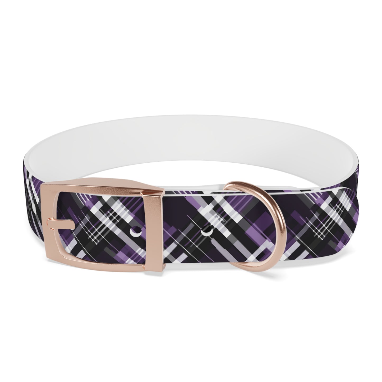 Sassy Pet's Purple, Black & White Plaid Leash Collar