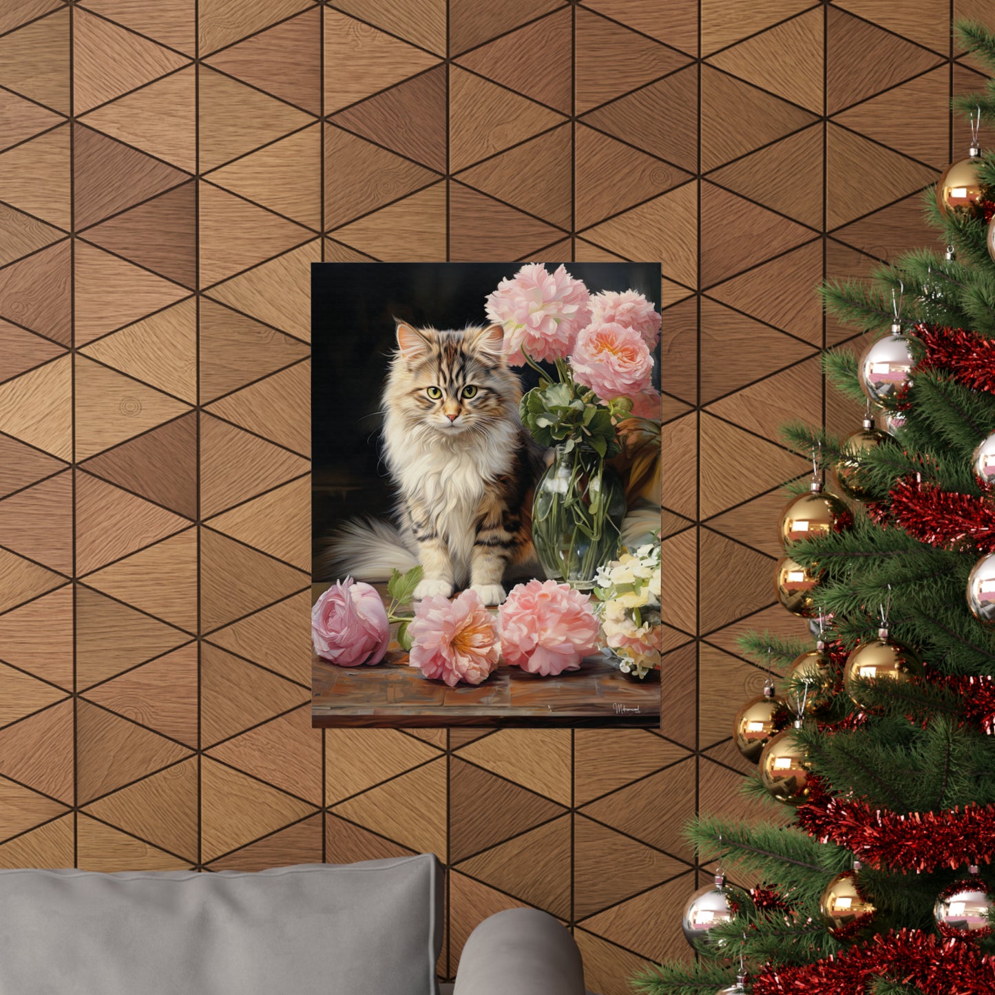 Kitten Floral Premium Matte Vertical Posters