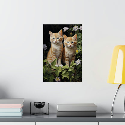 Kittens in the Garden Premium Matte Vertical Posters