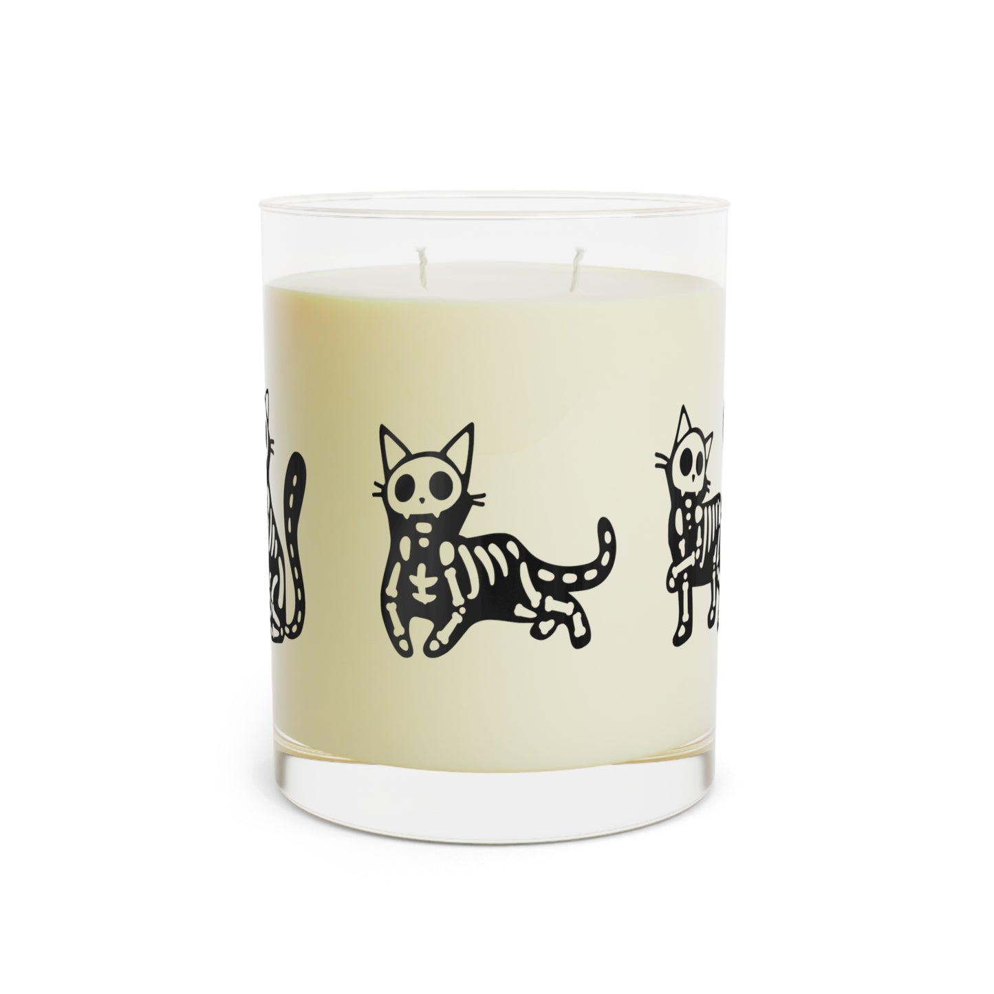 Halloween Skeleton Cat Scented Candle - Full Glass, 11oz
