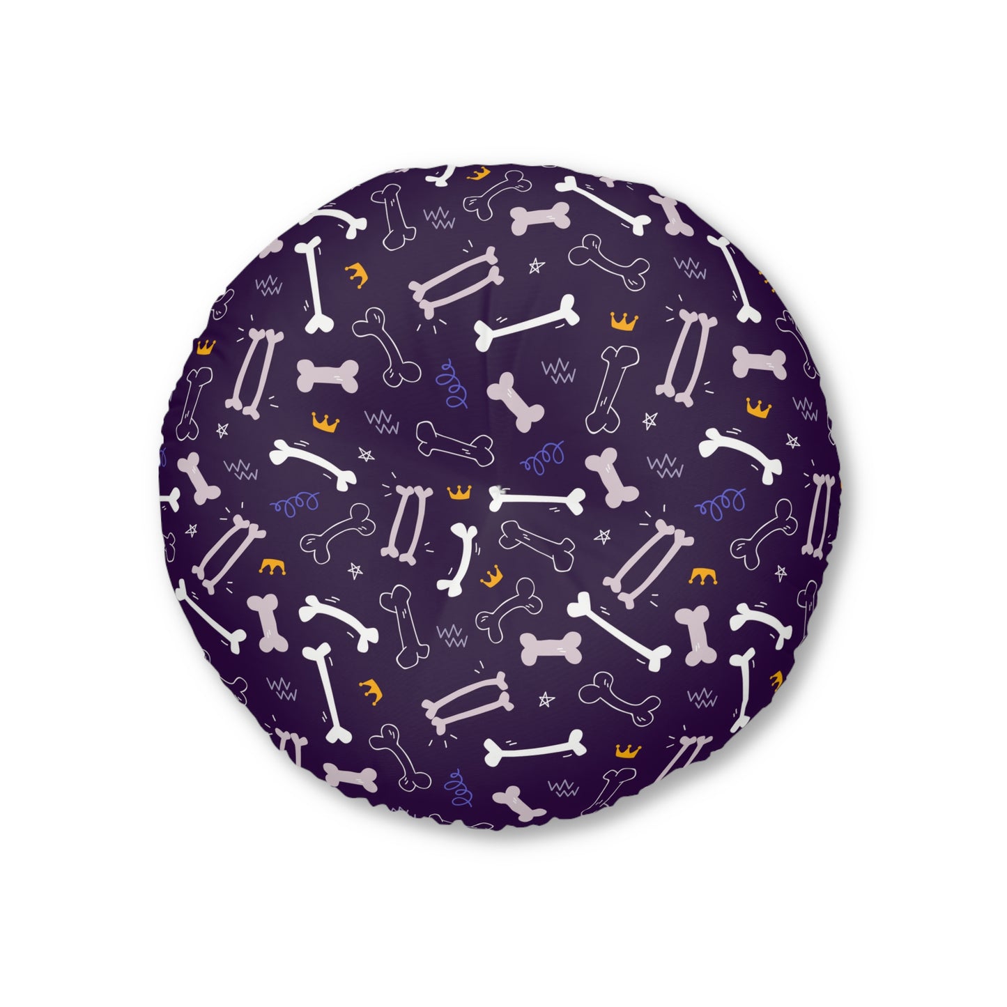 Sassy Pet's Big Bones Purple Tufted Floor Pillow, Round