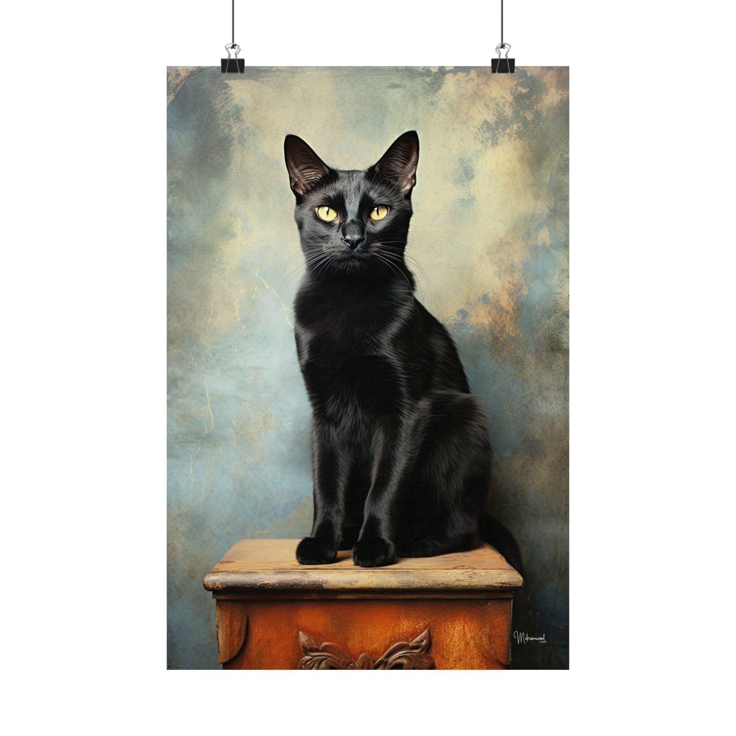 Black Cat Grunge Premium Matte Vertical Posters