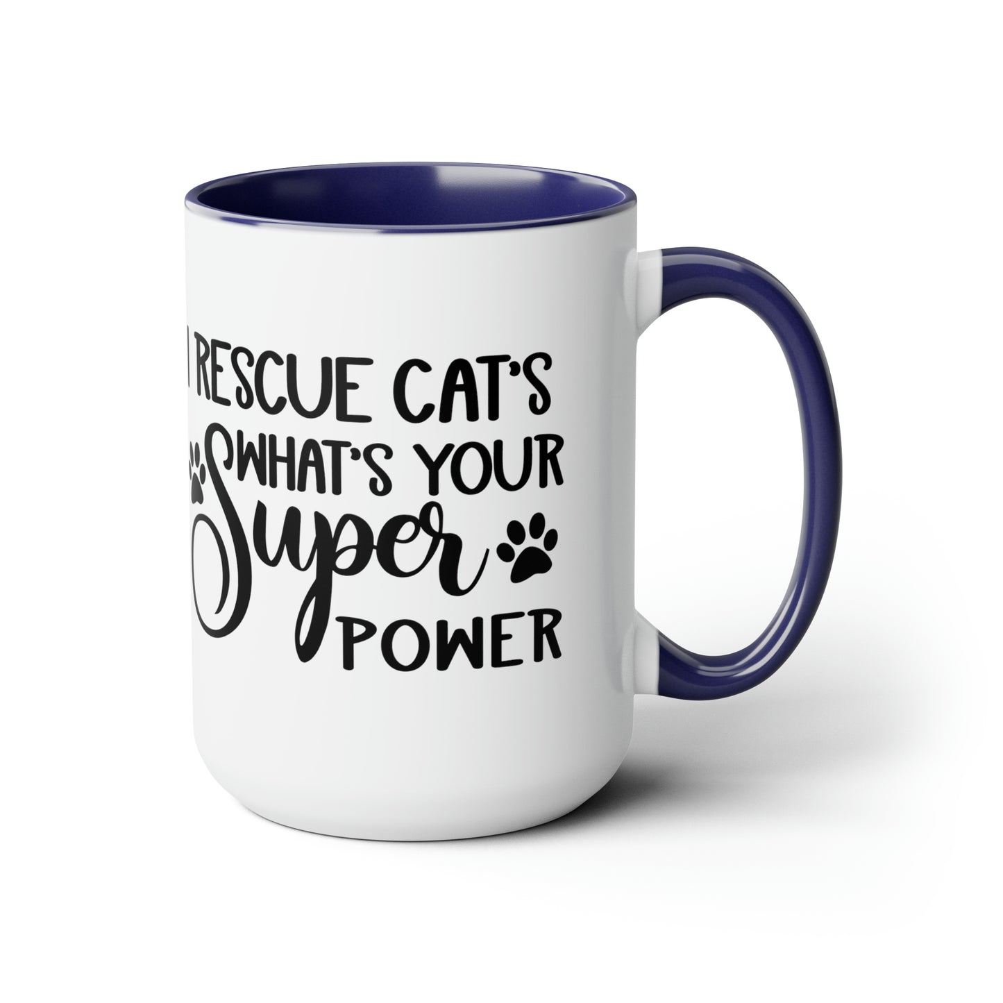 I Rescue Cats Two-Tone Coffee Mugs, 15oz