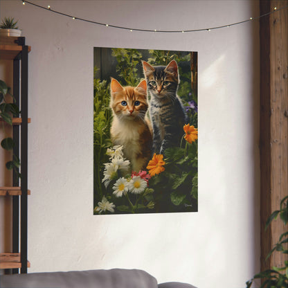 Kittens in the Garden Premium Matte Vertical Posters