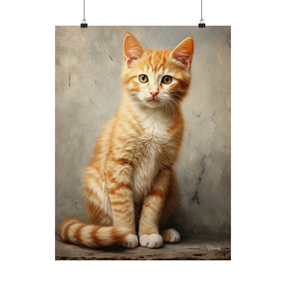 Orange Tabby Kitten Grunge Premium Matte Vertical Posters