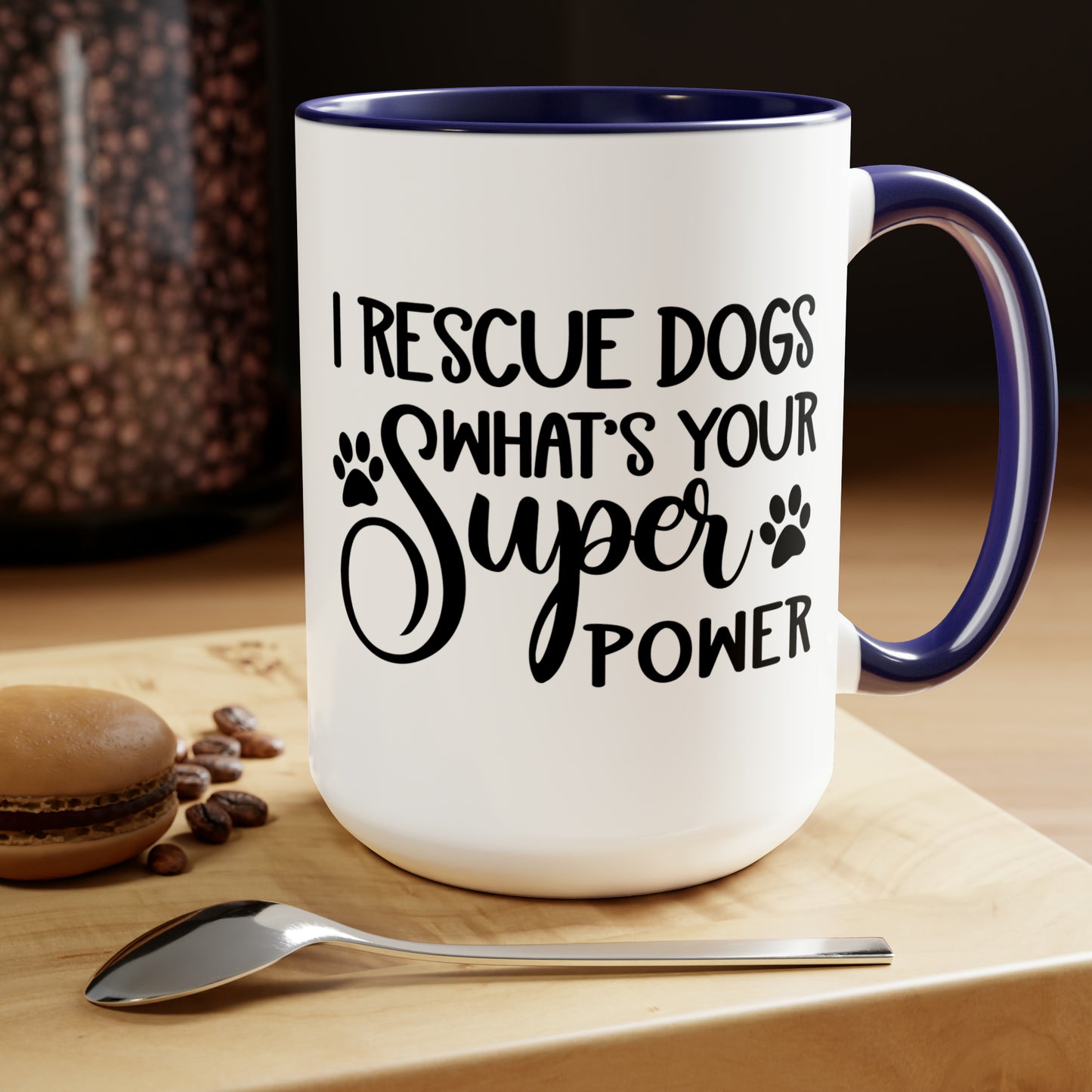 I Rescue Dogs Two-Tone Coffee Mugs, 15oz