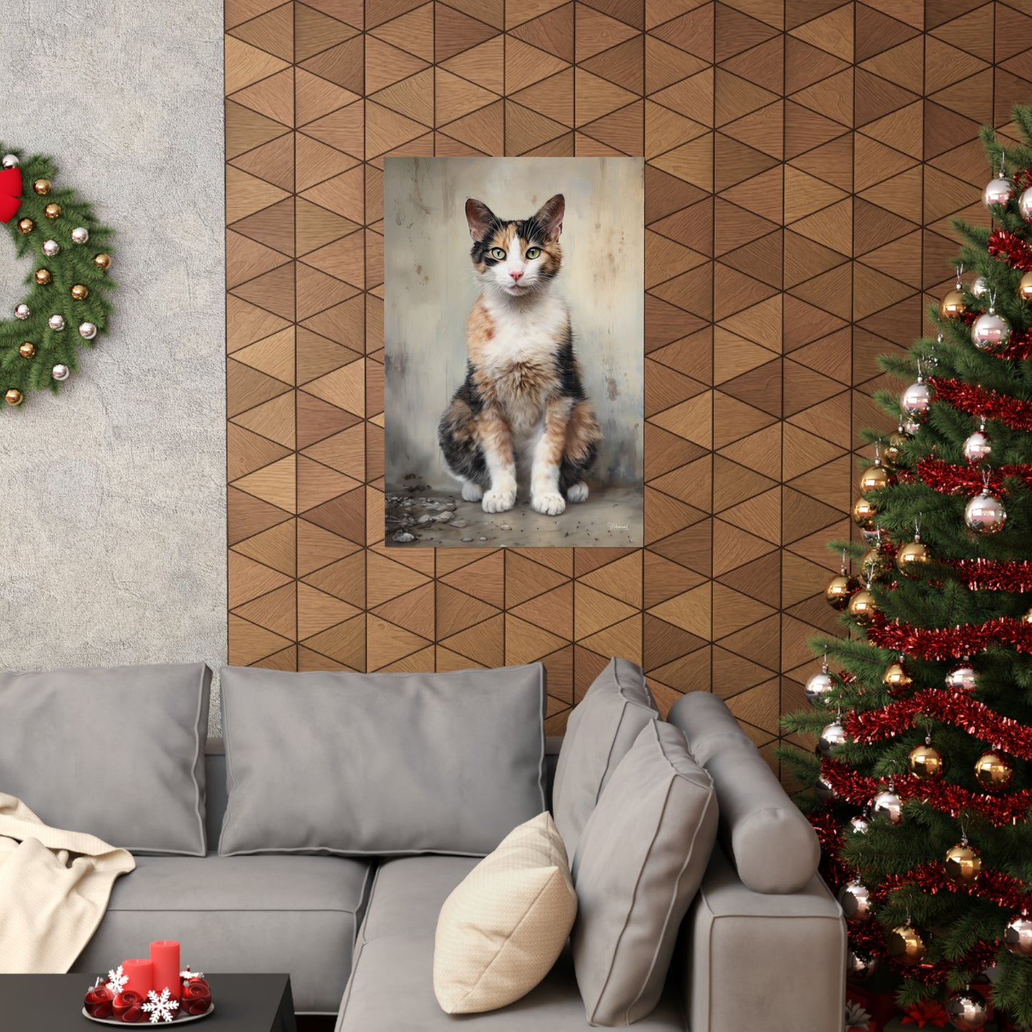 Calico Cat Grunge Premium Matte Vertical Posters