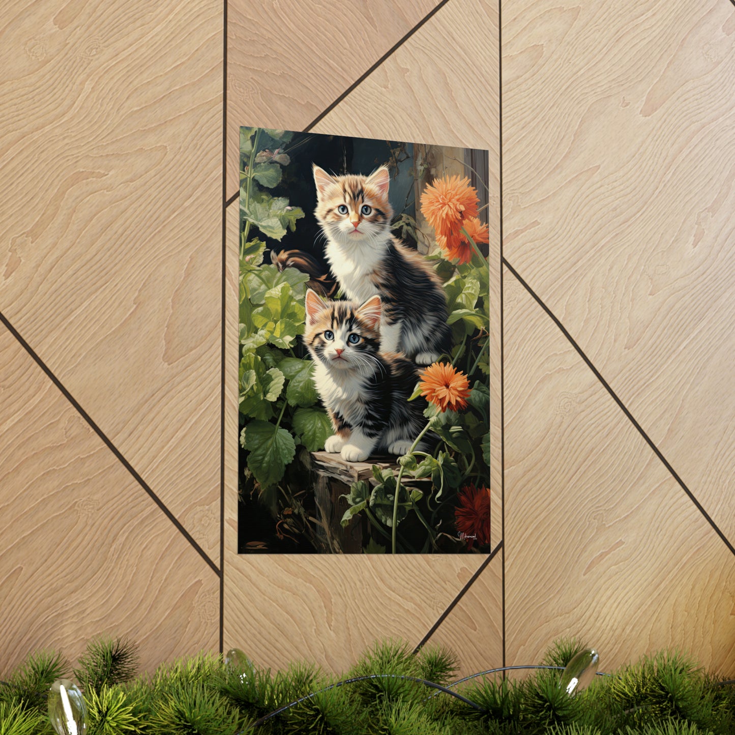 Kittens in the Garden Premium Matte Vertical Posters