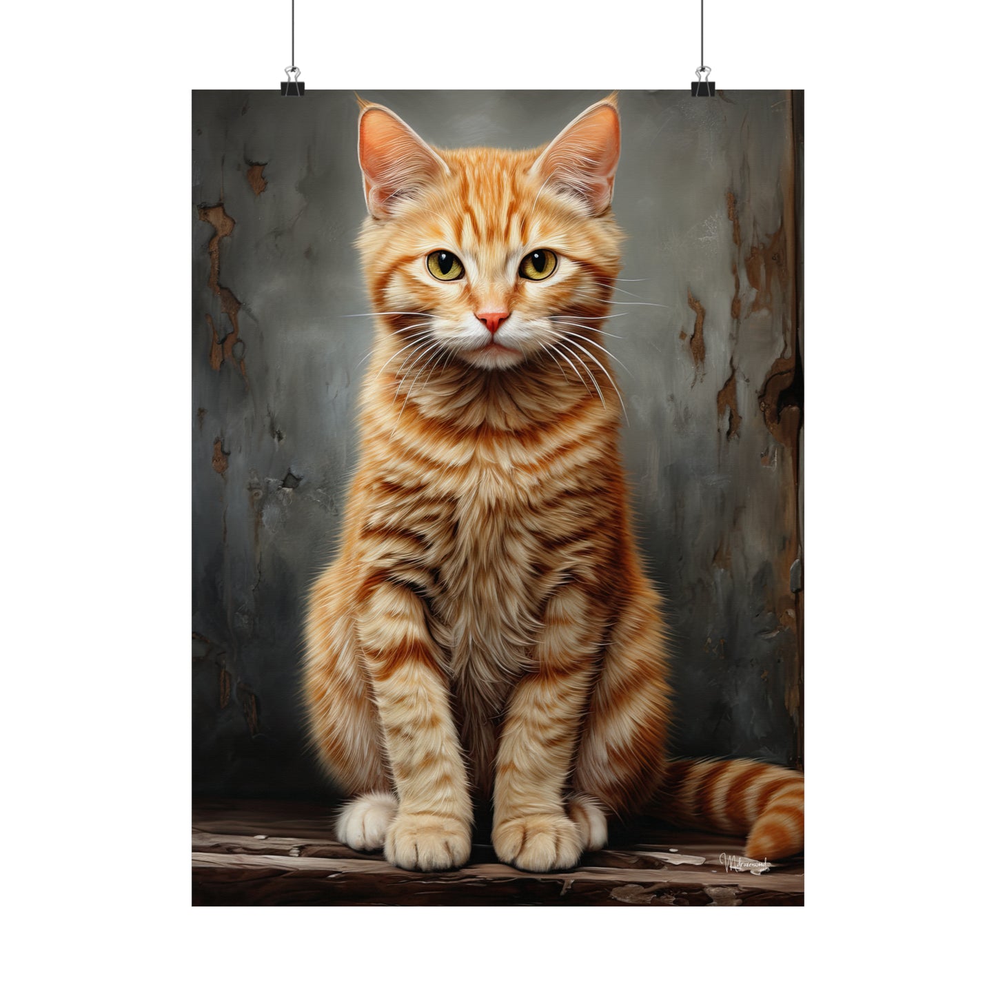 Orange Tabby Kitten Grunge Premium Matte Vertical Posters