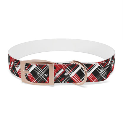 Sassy Pet's Red, Black & White Plaid Dog Collar