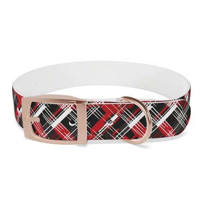 Sassy Pet's Red, Black & White Plaid Dog Collar