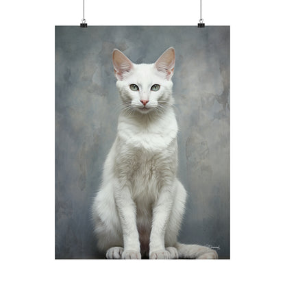 White Cat Grunge Premium Matte Vertical Posters