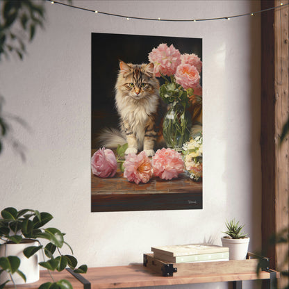 Kitten Floral Premium Matte Vertical Posters