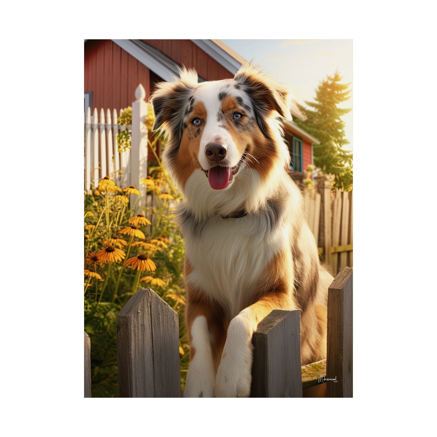 Australian Shepherd on the Farm Premium Matte Vertical Posters