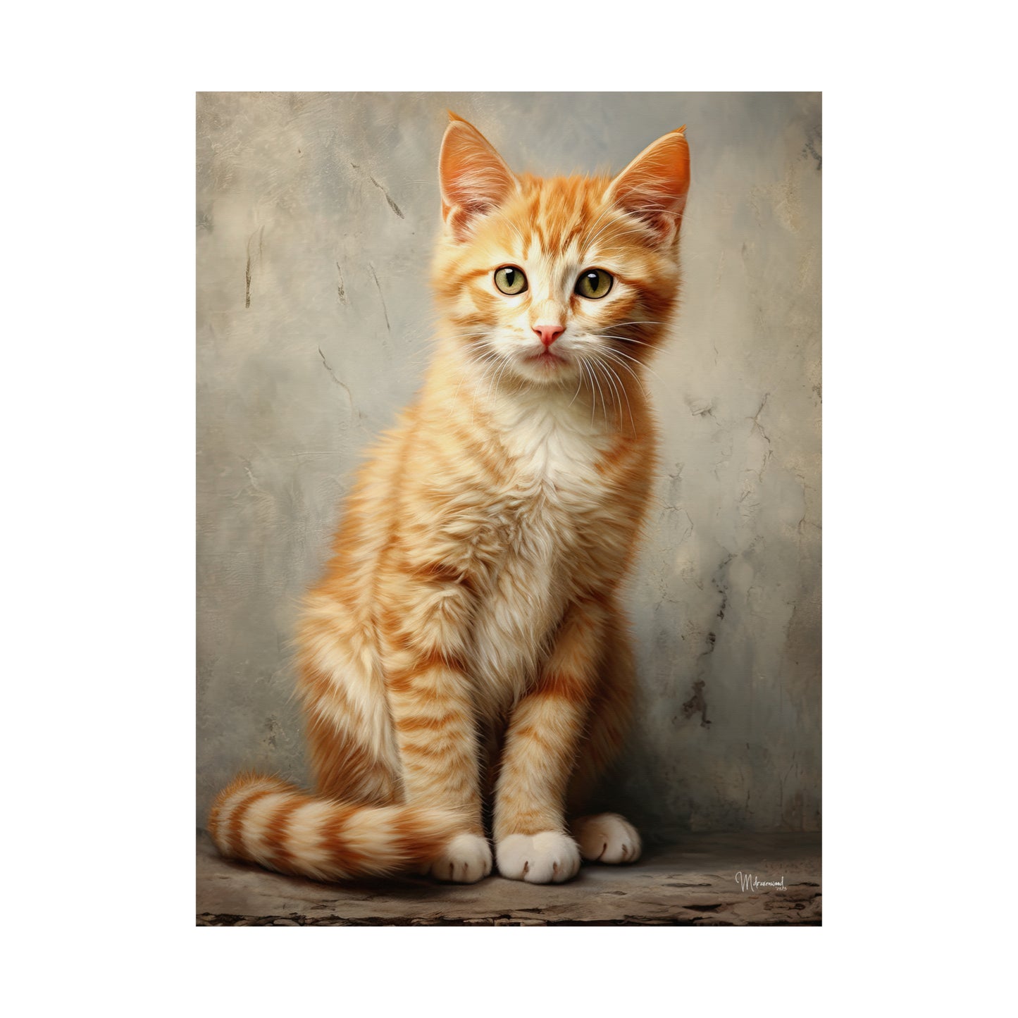 Orange Tabby Kitten Grunge Premium Matte Vertical Posters