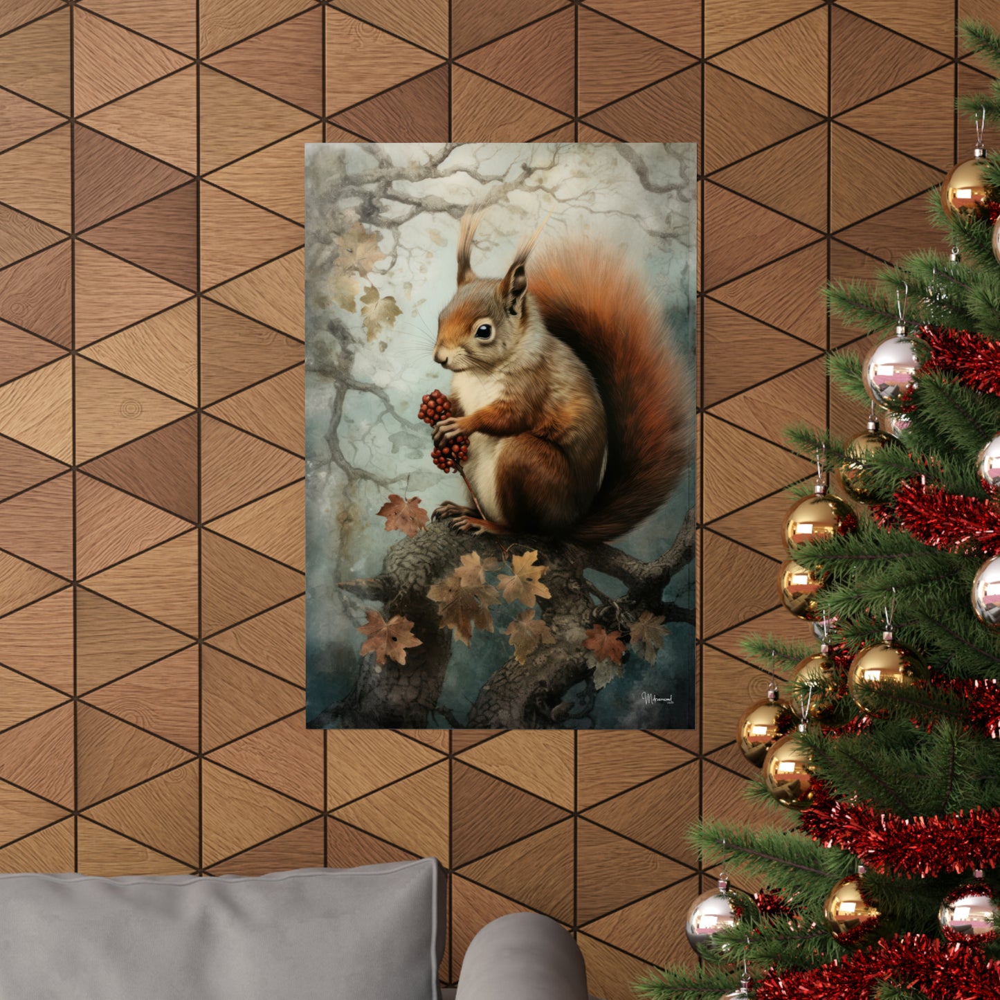 Squirrel in the Forest Premium Matte Vertical Posters