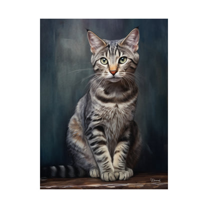 Gray Tabby Cat Grunge Premium Matte Vertical Posters