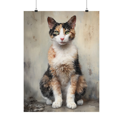 Calico Cat Grunge Premium Matte Vertical Posters