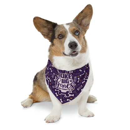 Sassy Pet's I Like Big Bones Purple Pet Bandana Collar