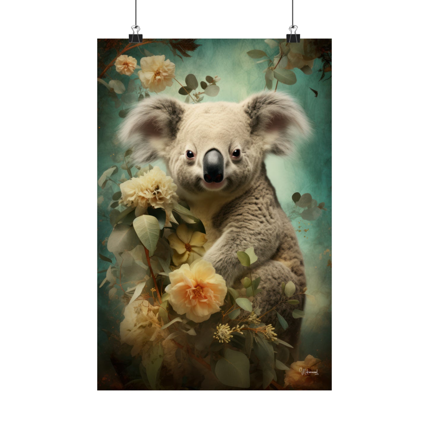 Koala Bear Floral Premium Matte Vertical Posters