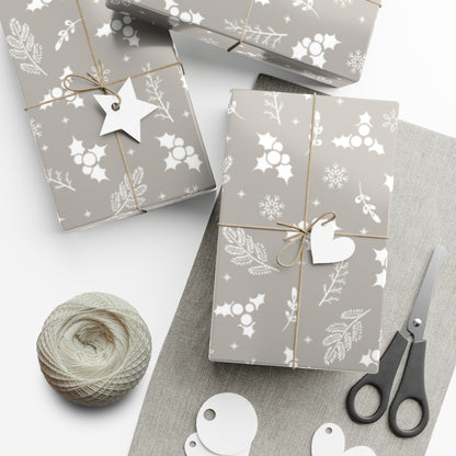 Silver Holly Gift Wrap Papers