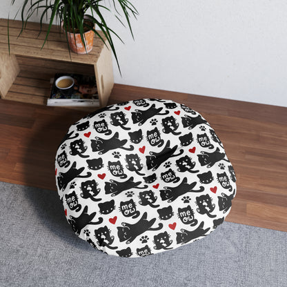 Sassy Pet's Meow Tufted Floor Pillow, Round