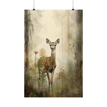 White-Tailed Deer in Florida Forest Premium Matte Vertical Posters