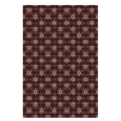 Cozy Christmas Red Plaid Snowflake Wrapping Paper