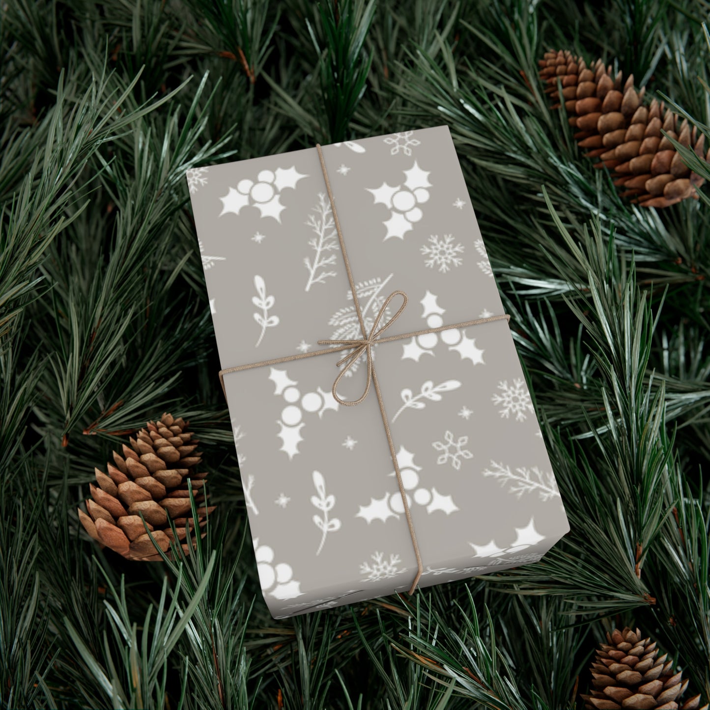 Silver Holly Gift Wrap Papers