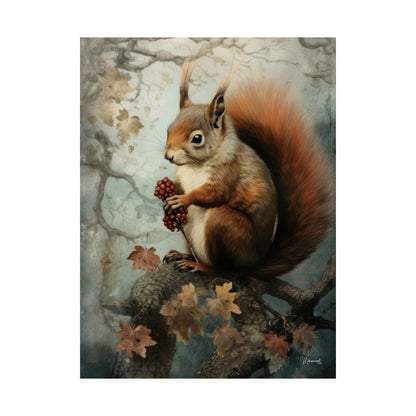 Squirrel in the Forest Premium Matte Vertical Posters