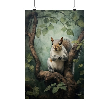 Squirrel in the Forest Premium Matte Vertical Posters