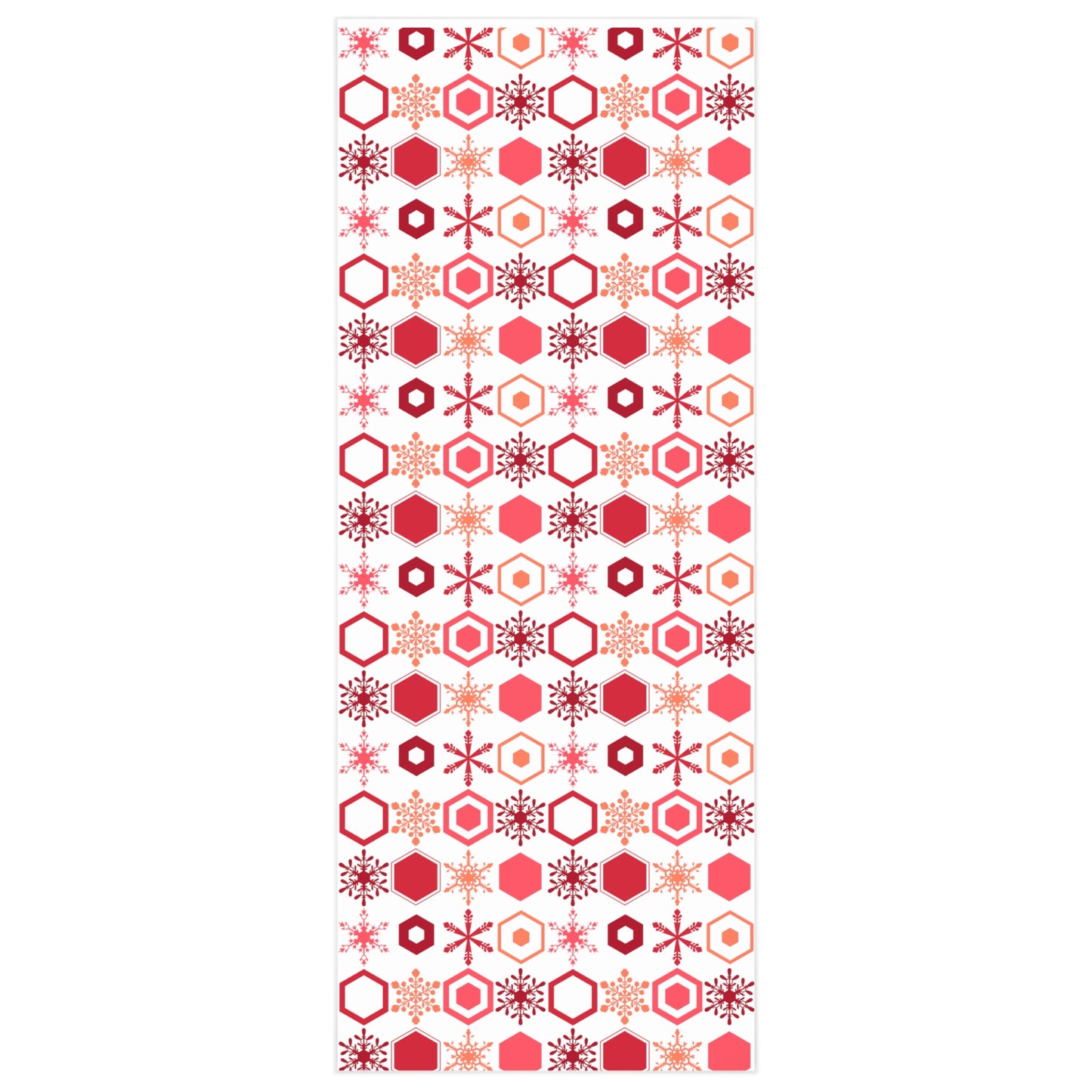 Orange & Red Geometric Snowflakes Wrapping Paper