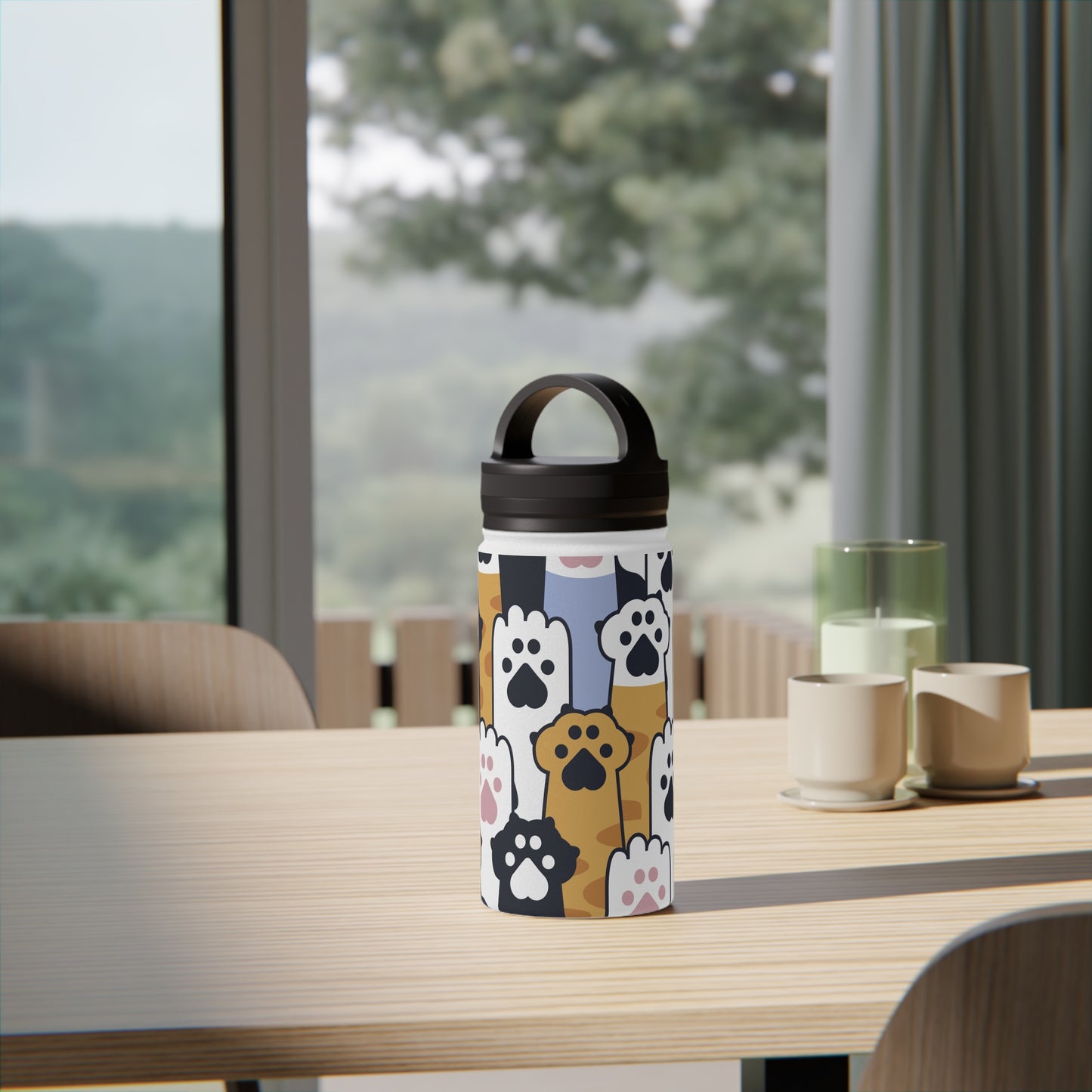 Talk to the Paw! Stainless Steel Water Bottle, Handle Lid