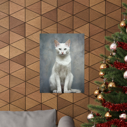 White Cat Grunge Premium Matte Vertical Posters