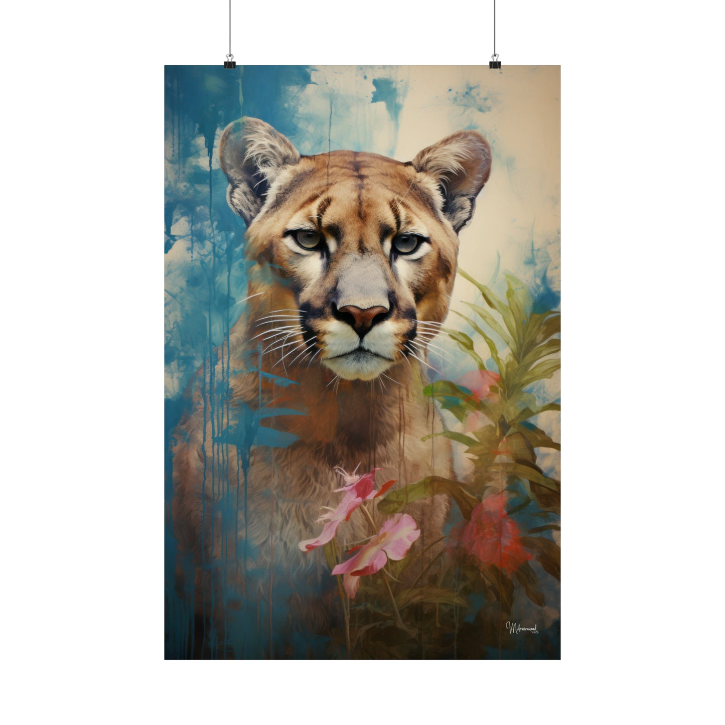 Florida Panther Floral Premium Matte Vertical Posters