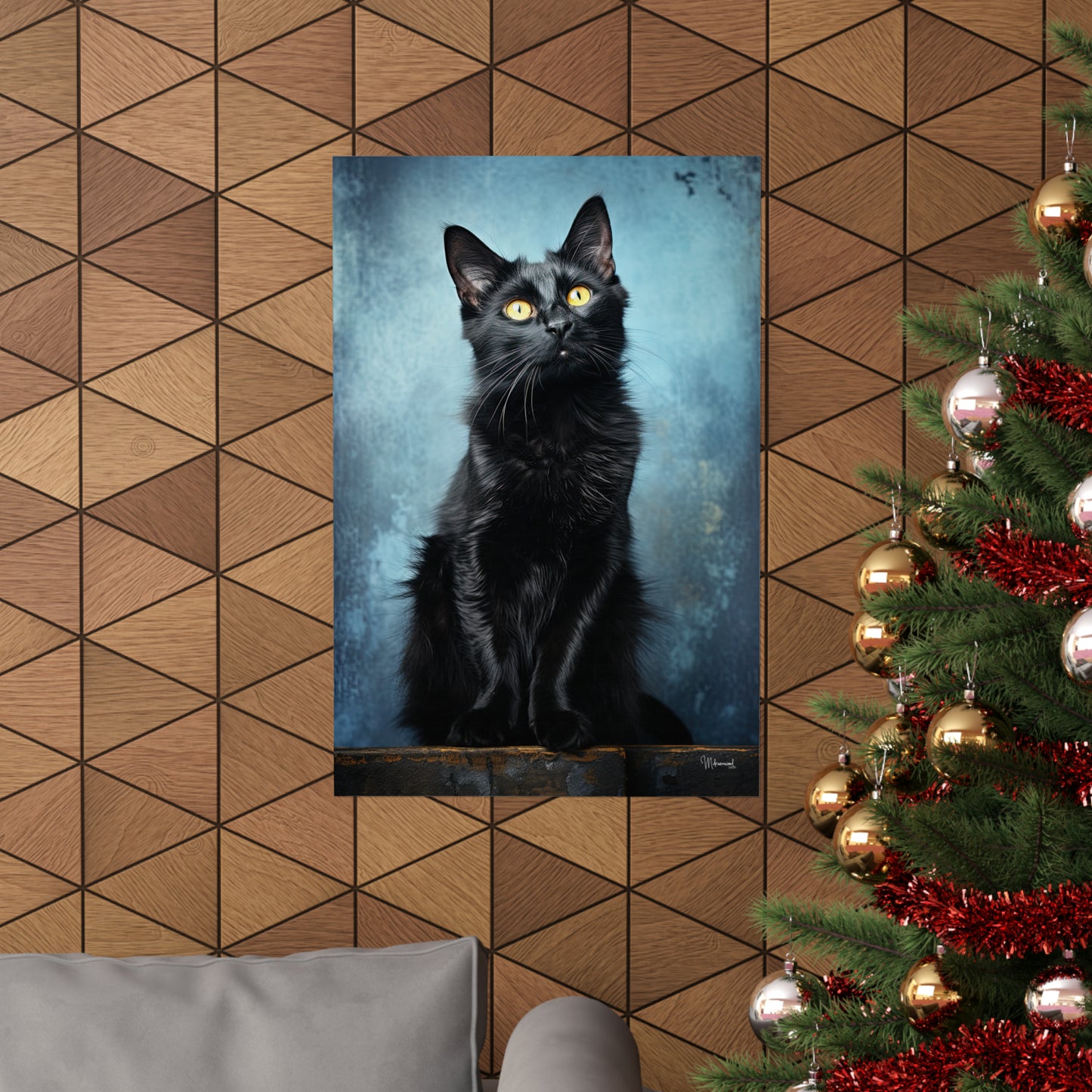 Black Cat Grunge Premium Matte Vertical Posters